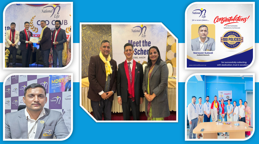 नेशनल लाइफका नारायण सुवेदीले एक वर्षमै गरे एक करोड ४५ लाखको बीमा व्यवसाय, कलन्की शाखा टप्न सफल